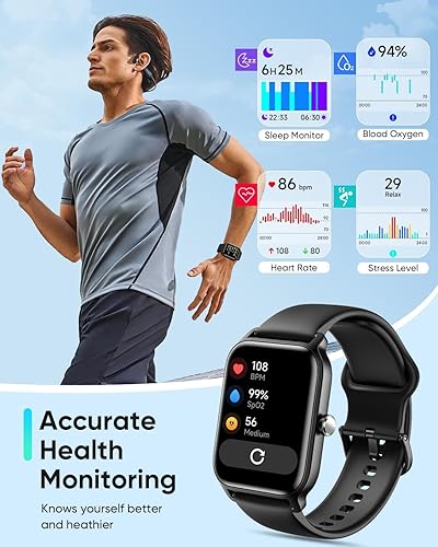 Miniatura 3 de Fitpolo Relojes inteligentes para hombre, Android y iPhone, Alexa incorporada [pantalla HD de 1.8 pulgadas] IP68 impermeable reloj de fitness con