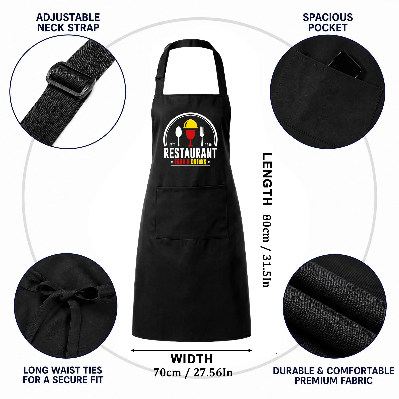 1-50 Stück Schürzen mit 2 Taschen und Foto, Koch- und Grillschürze