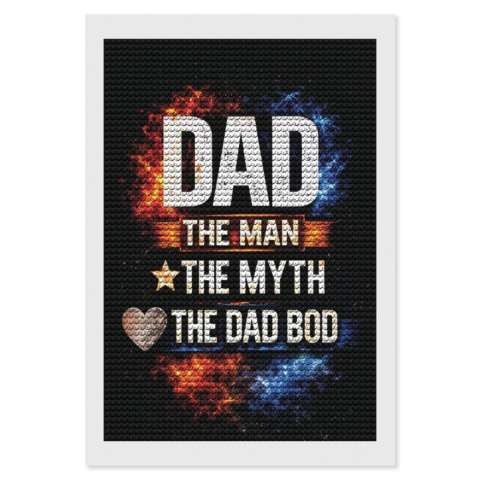 Junmoney DAD THE MAN THE Myth THE DAD BOD Round Drill Diamond Painting 8"x12", for Craft Lovers, Stress Relief Craft, Bedroom Decor, Festive Craft Gift
