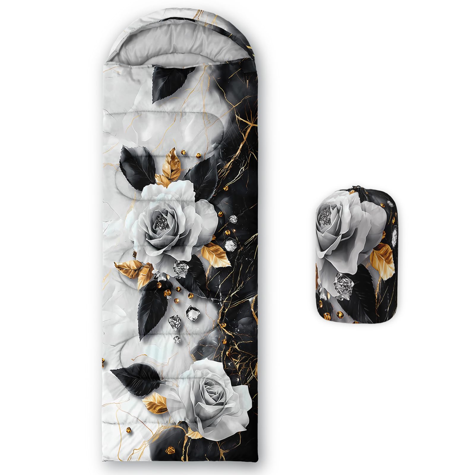 QOOMO Ball Flower Camping Sleeping Bags,3 Season Warm &amp; Cool Weather,Lightweight,Waterproof Sleeping Bags for Adults &amp; Kids,Traveling,and Outdoors,Camping Gear Equipment