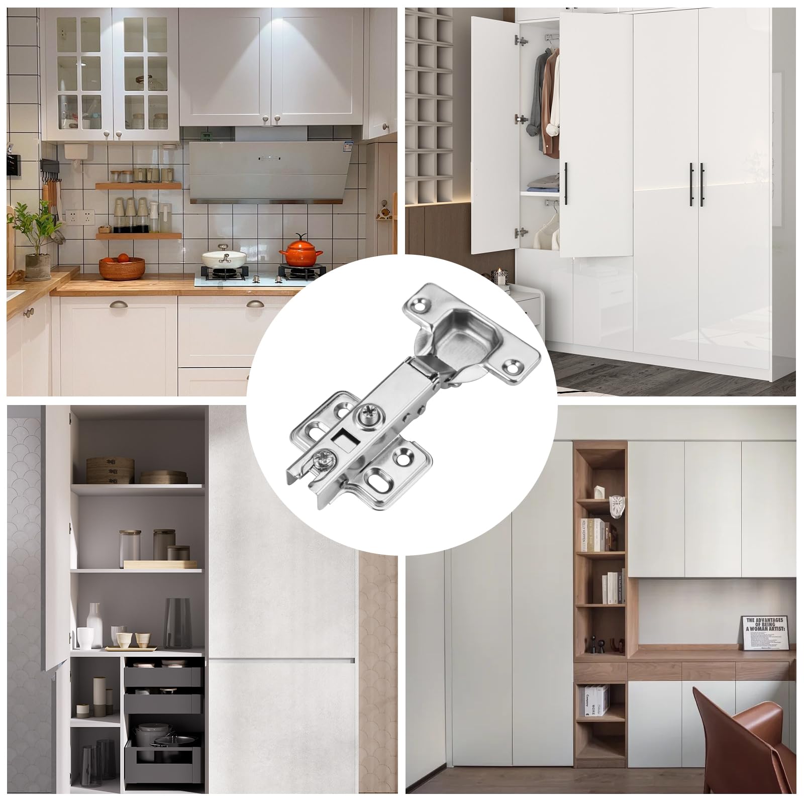 4 Piezas Bisagras Cazoleta, 35mm Bisagras para Muebles de Cocina con ángulo de Apertura 95°-100°, Bisagras Puertas de Cocina con Muelles Hidráulicos para Puertas de Armario, Zapateros, etc.