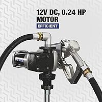 Vista 3 de Roughneck Bomba de transferencia de combustible de alta resistencia - 15 GPM, 12 voltios CC, boquilla manual, compatible con gasolina