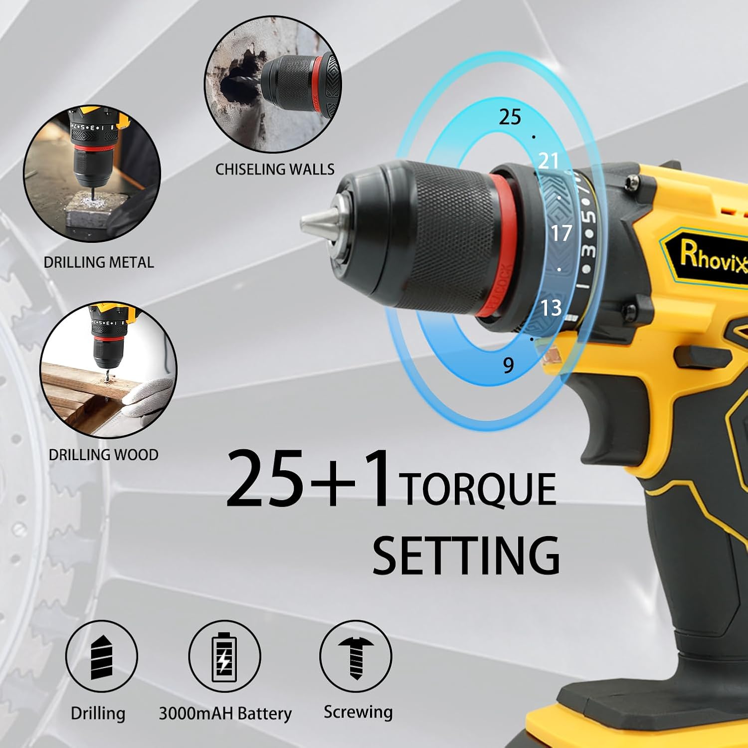 Cordless Drill Set with Battery and Charger, Power Drill Tool Set 20v, 3/8-Inch Keyless Chuck, Variable Speed