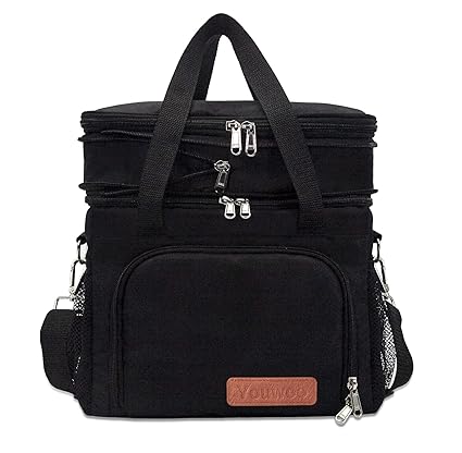 Youwoo Large Insulated Lunch Box, Heavy Duty Lunch Cooler Bag Durable Leakproof Lunch Pail for Men Women Adults Work Shift Outdoor Picnic Camping Road Trip, 24 Can, (Black) - ?