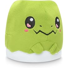 TeeTurtle Reversible Dinosaur Egg & T-Rex Plushie 4-Inch Green + Green & White Two-Sided Flip Plush Toy with Embroidered Details - Cute Mini Collectible Plush for Kids, Teens, and Adults