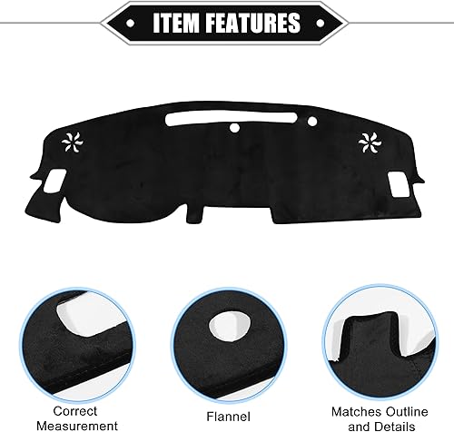 Miniatura 4 de Tapete de cubierta de tablero de automóvil compatible con Nissan Altima 2019-2023, franela protectora negra para consola central con borde interior