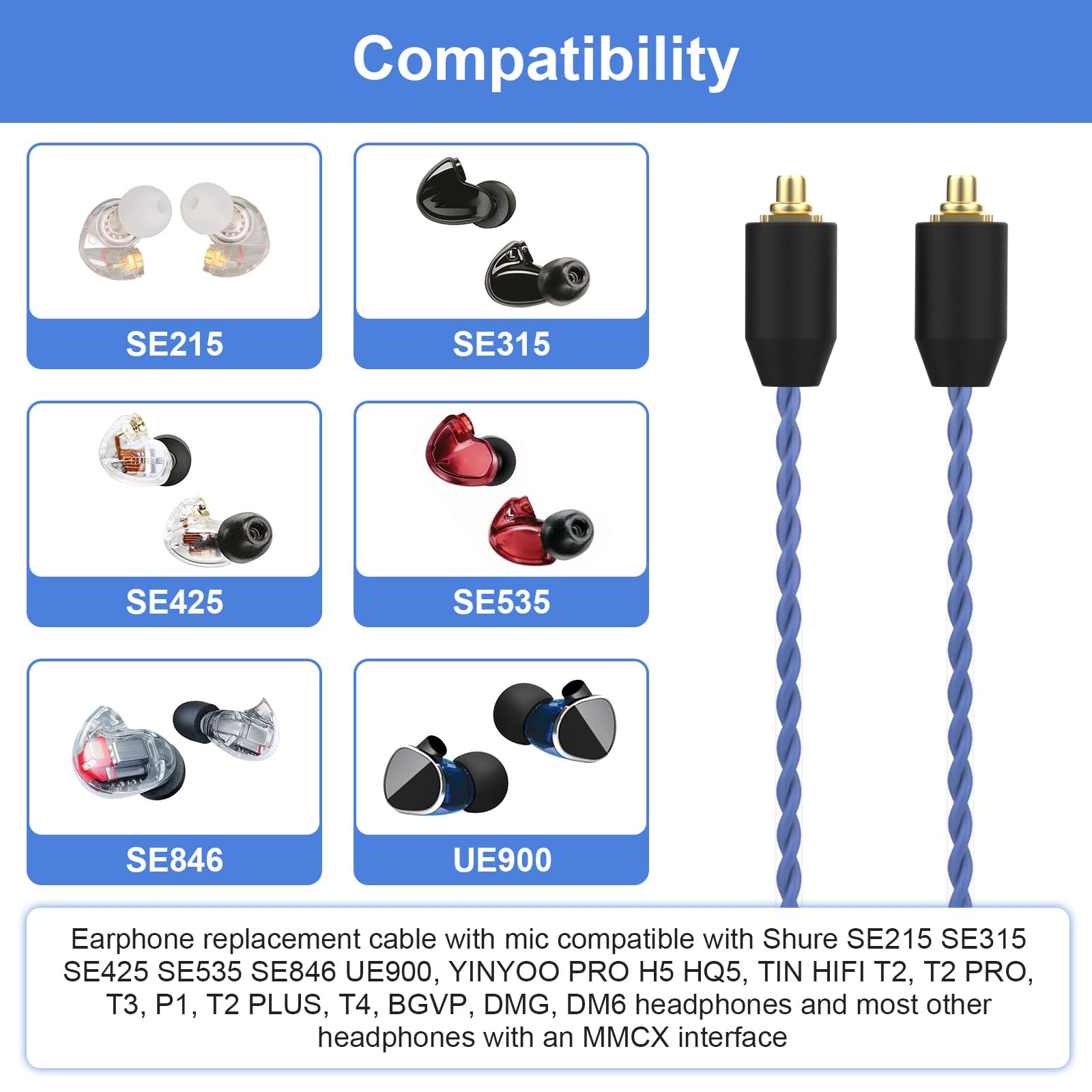 Amazon.com: SE215 Pro Cable Compatible with Shure SE215, SE215 Pro
