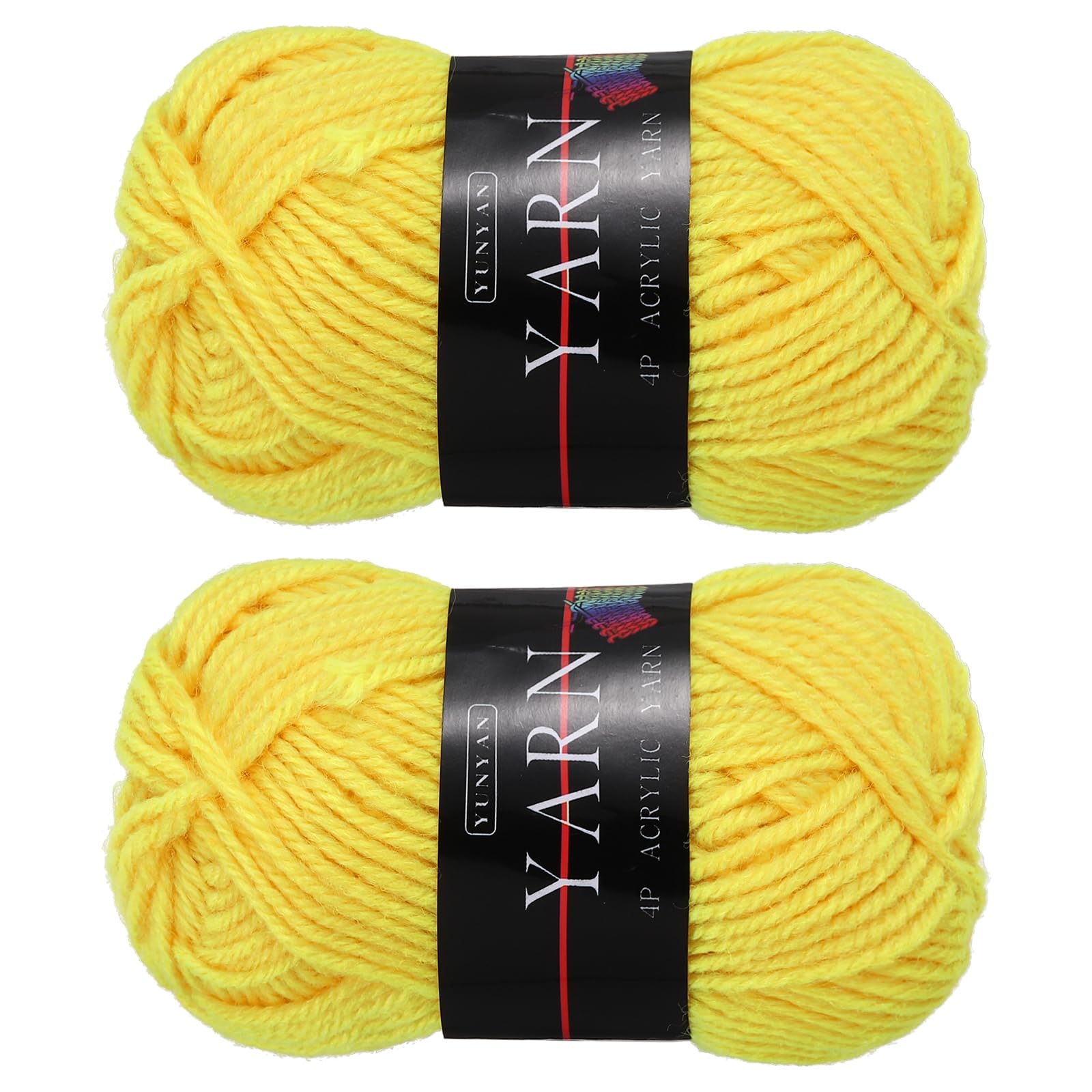 sourcing map 2PCS x 25g Acrylic Crochet Yarns, Chicken Yellow 4 Ply Sport Weight Crochet Yarns Bulk Soft and Fluffy for Knitting DIY Handicraft Blankets(100m/110 Yards Total)