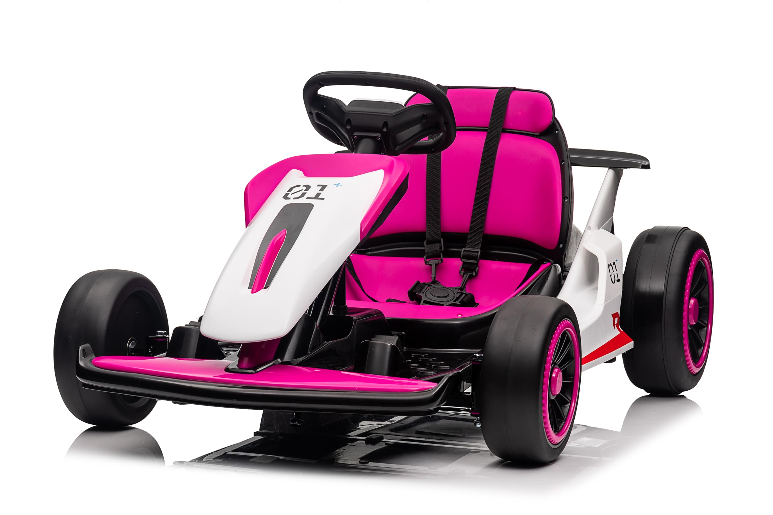 GarveeLife Go Kart for Kids, 24V Drift Kart with 2X200W Strong Motor, 7AH Big Battery, Electric Pedals, Electric Go Kart Outdoor Race Toy Pink