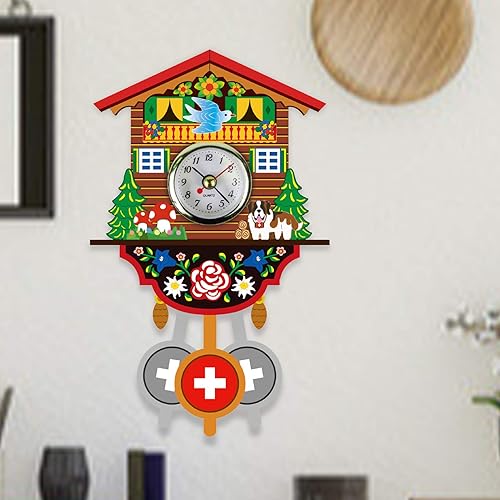 Miniatura 3 de Reloj de pared de madera preciso reloj colgante de madera estilo nórdico antiguo adornos decorativos para sala de estar 18
