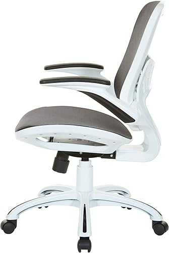 Miniatura 10 de OSP Home Furnishings Riley - Silla de escritorio de oficina ventilada para gerente con asiento y respaldo de malla transpirable, base blanca con