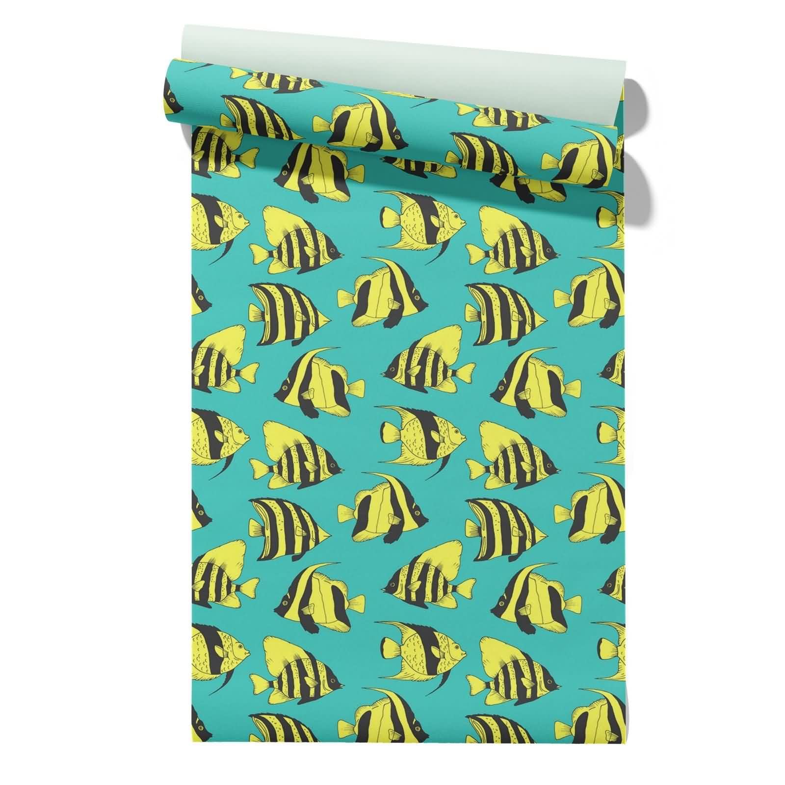 CEVAN Border Wallpaper Roll Rubber Toolbox Drawer Liner Fish Cute Cartoon Plain Vinyl Non Slip Peel And Stick Wallpaper For Furniture Renovation 45x300cm