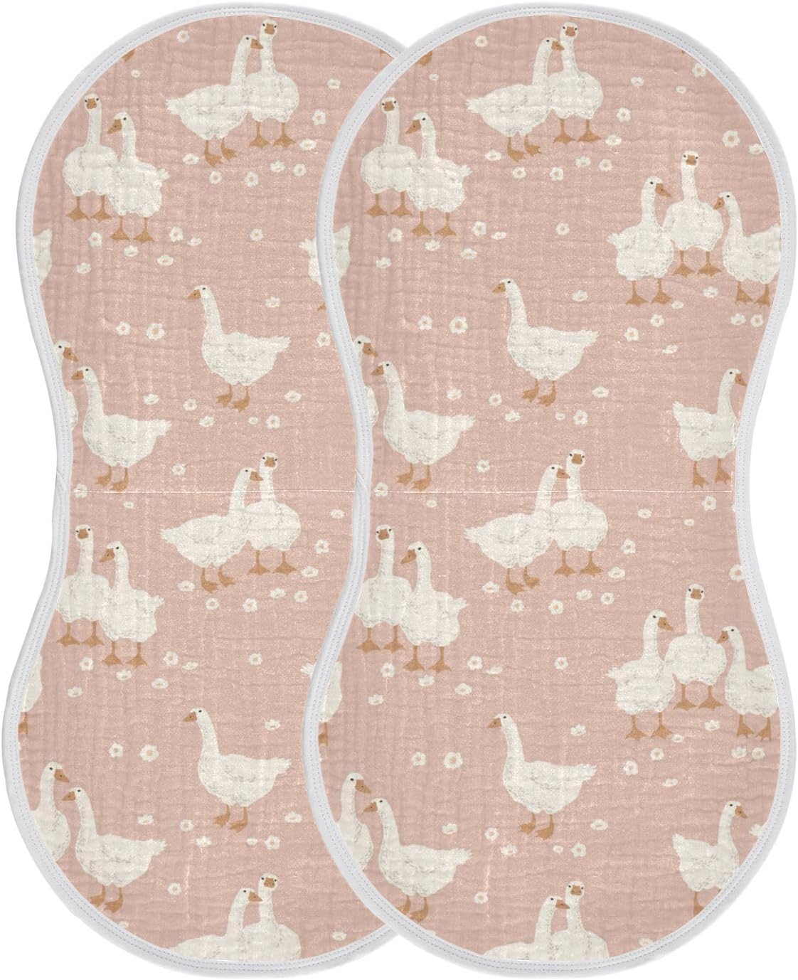 Goose Flower Pattern On Pink Muslin Burp Cloths for Baby 4 Pack Soft 100% Cotton Baby Washcloths Bibs for Boy Girl