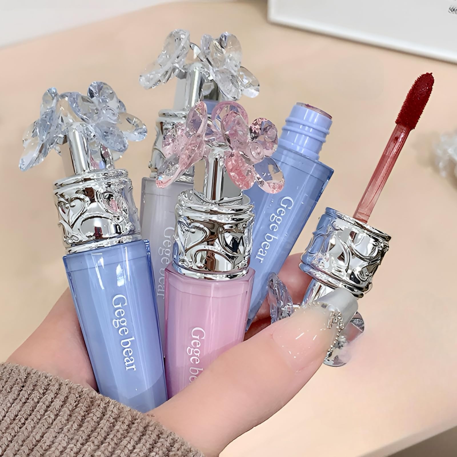 Gege Bear Ice Crystal Lightweight Foggy Lipstick | Highly Pigmented | Smooth Texture | Hydrating Formula | Blurry Lips Effect, Smudgeproof | Longwear Matte Finish | 1 Coat Full Coverage | GRWM Soft Glam Look-image-12