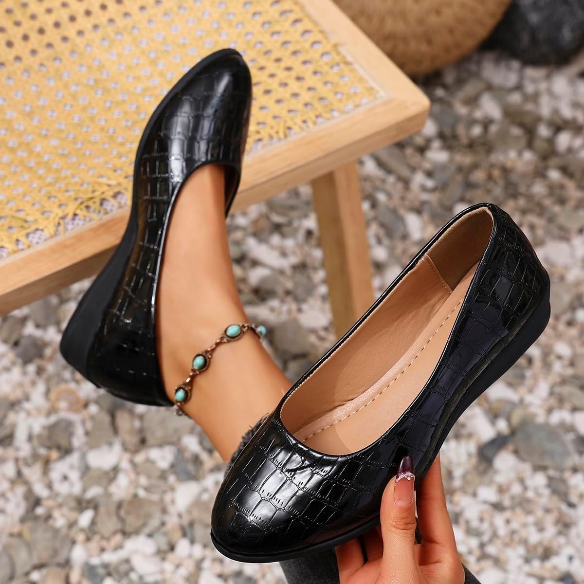 Scarpe da donna in pelle leggera, da donna, comode, con supporto per arco plantare, scarpe slip-on da donna con tacco basso da lavoro, mocassini