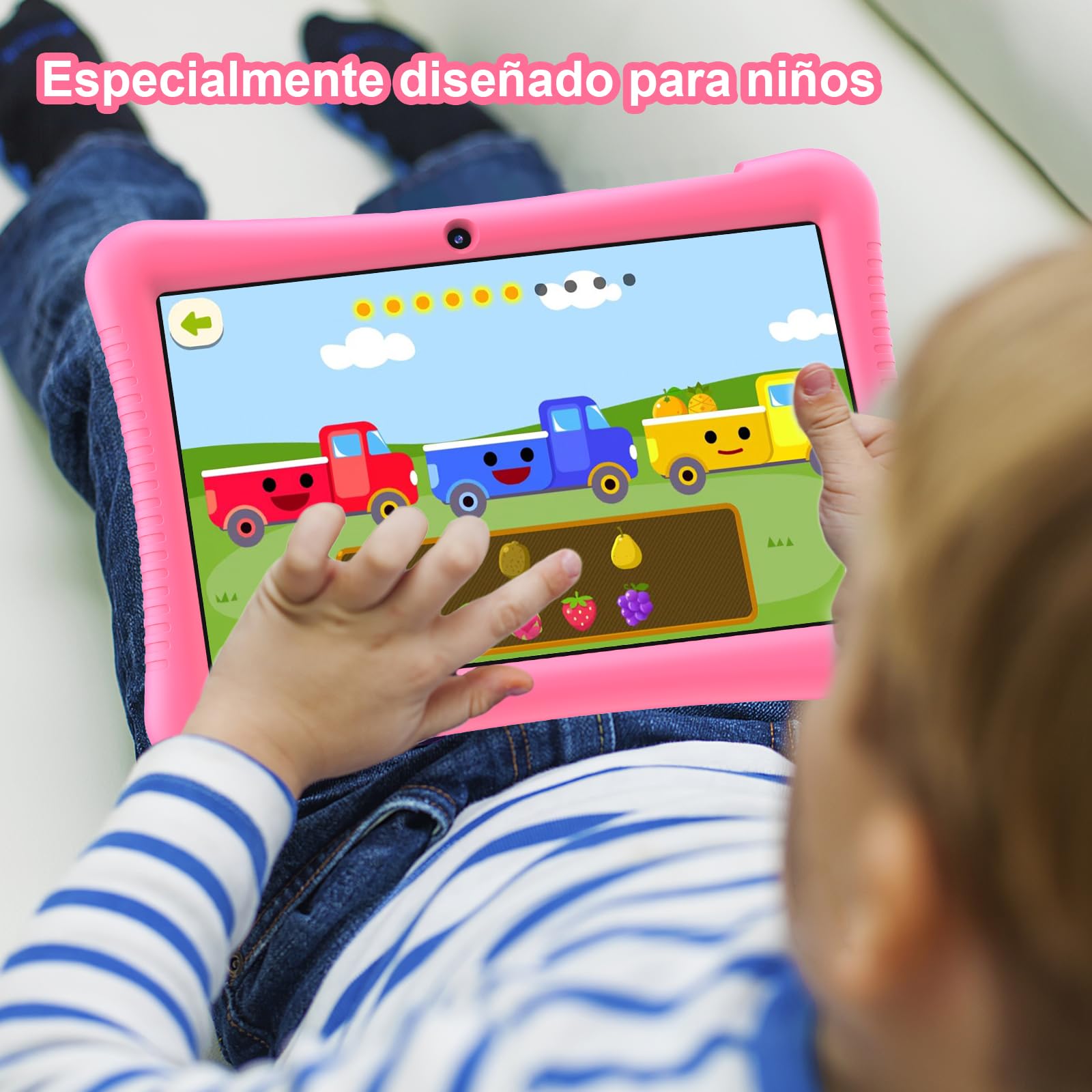 Tablet Niños 10 Pulgadas Android 13, Tablet Infantil Quad Core 1.6 GHz, 3GB RAM+32GB ROM(256GB Escalable), Pantalla HD 1280x800,6000 mAh,WiFi,Bluetooth,Cámara Dual,Control Parental (Rosa)