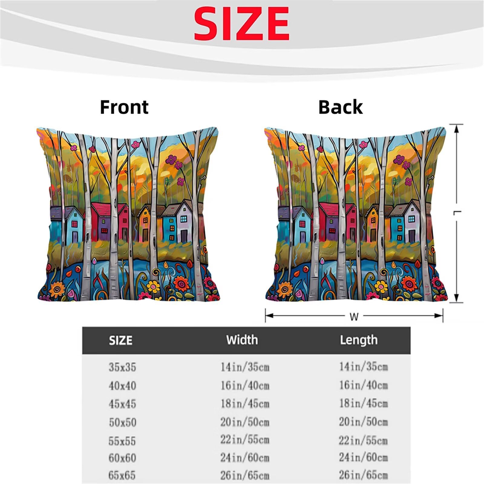 Kissenbezug 65 x 65 Outdoor Kissenbezug 65 x 65 CM Doppelseitiger Druck Landschaft Deko Sofakissen Bezug Modern Kopfkissen Bezug für Frühling Sofa Bett Deko, Geschenke für Frauen (Samt) BZ-01965