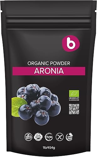 b Polvo orgánico de bayas de aronia - Superalimento de chokeberry negro alto en antocianinas y polifenoles - Apoya el sistema inmunológico -