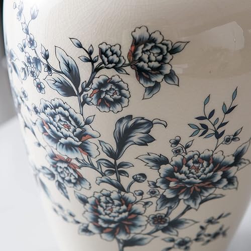 Miniatura 6 de Jarrón alto de piso chino de cerámica para decoración del hogar, florero japonés de 12 pulgadas, recipiente sofisticado para ramas decorativas y