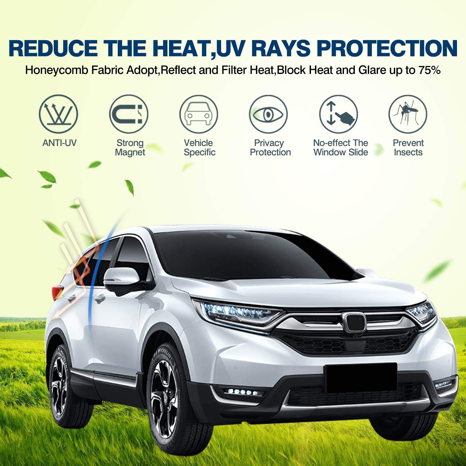 Cartist Car Side Window Shades for Honda CR-V CRV 2017-2022 Accessories Sunshades Window Sun Shade Covers Magnet Mesh Shades Protector Sun Shield and UV Rays Privacy Protection 4PCS
