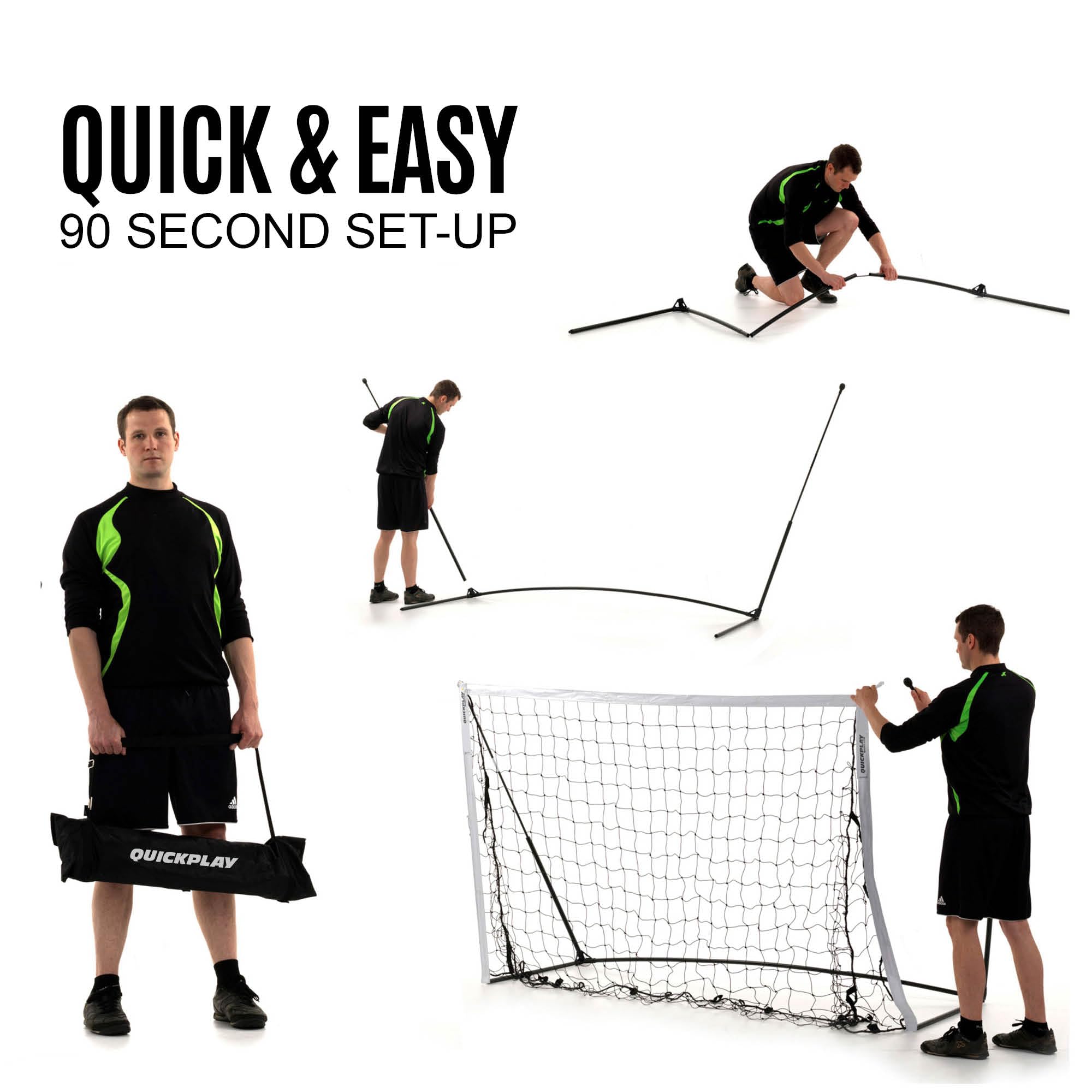 QUICKPLAY Kickster But de Foot Enfant Extérieur avec Filet de Football – Cage de Foot Portable 240×150 cm & 180×120 cm