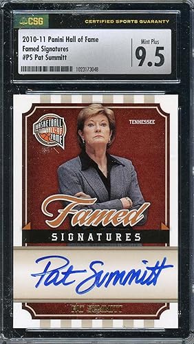 Pat Summitt Autographed 2010 Panini Hall of Famed Signatures Signed Card CSG 9.5
