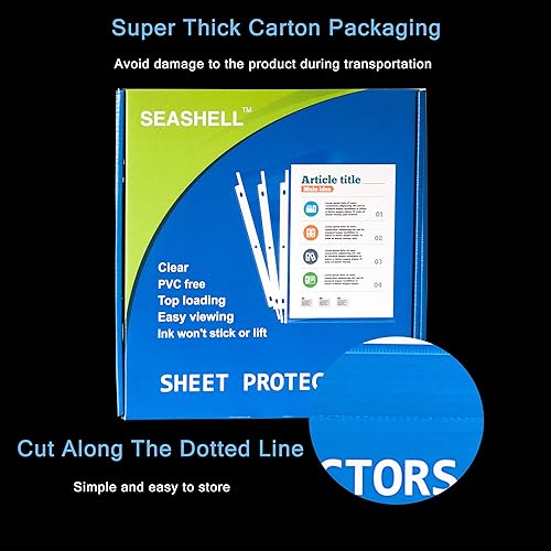 Miniatura 10 de Seashell Paquete de 300 protectores de hojas económicos de 8.5 x 11 pulgadas, protectores de página transparentes para carpetas de 3 anillos, sin