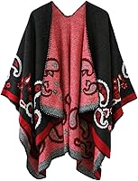 Vista 116 de Urban CoCo Poncho de colores para mujer, chal con frente abierto, color en bloques