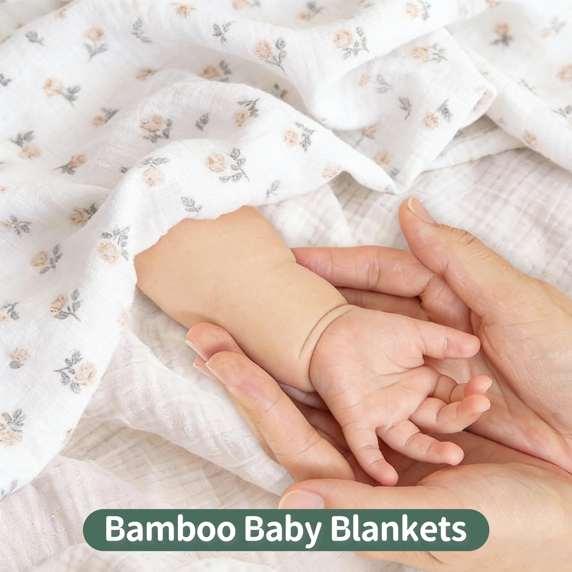 Miracle Baby Bamboo Newborn Baby Blanket Wrap,Large Swaddle Cloths for Baby Boys and Girls 120cm x 120cm Blanket Burp Cloths,Essential Items for Baby Shower - Image 4