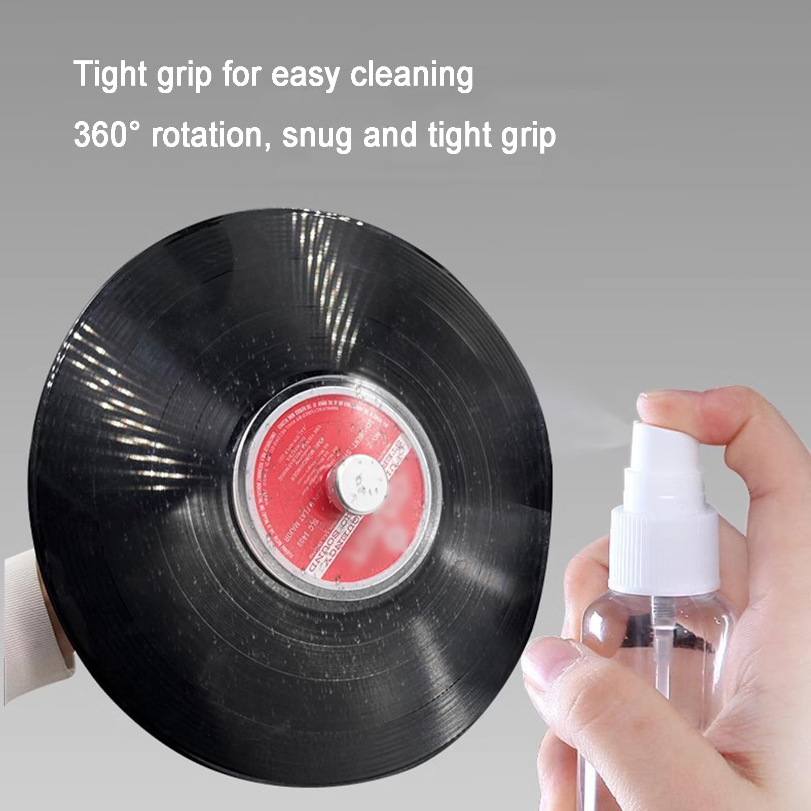 Morsetto per La Pulizia dei Dischi in Vinile, Salva Etichetta, Clip di Protezione Impermeabile per Rondella, con Manico in Alluminio, per Dischi in Vinile Trasparenti, Facile da Pulire