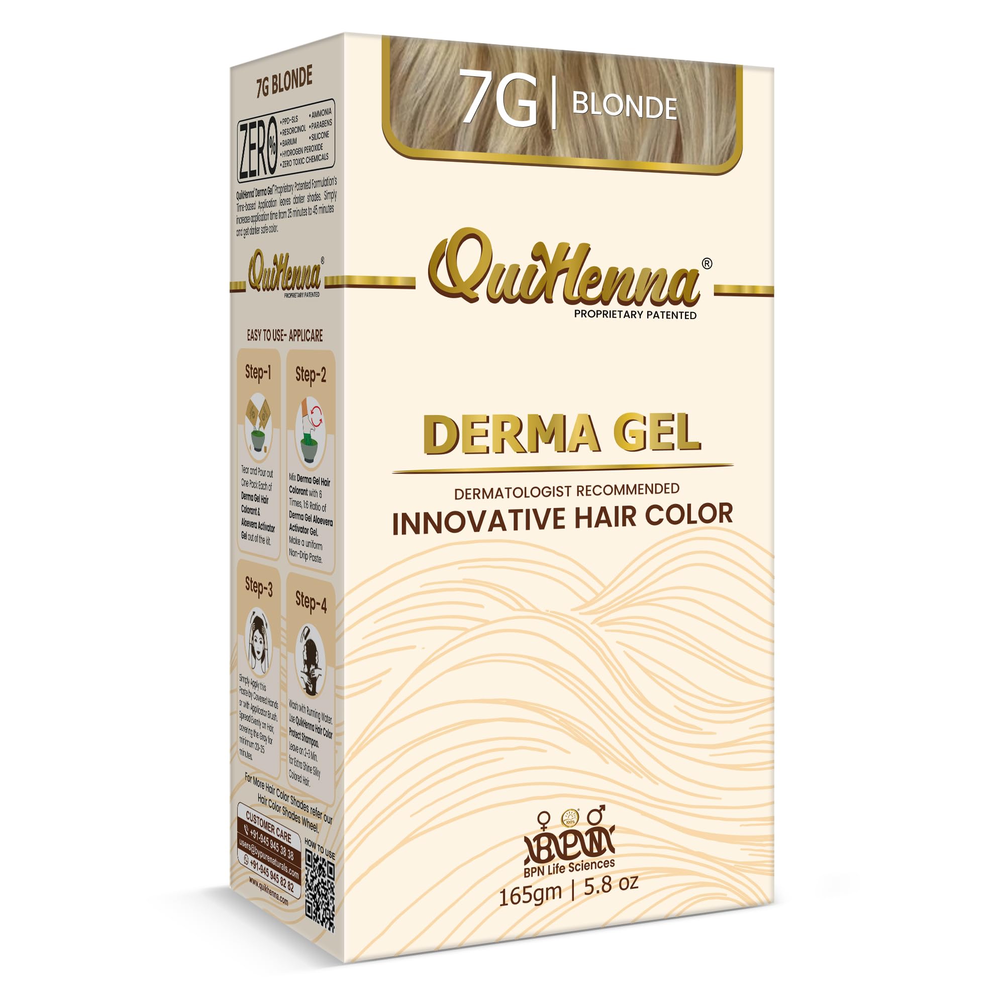 Organic Hair Colour Derma Gel 7G Blonde 165gm | Dermatologist Recommended PPD & Ammonia Free Permanent Hair Color | Natural Hair Colour for Women & Men-picture-11