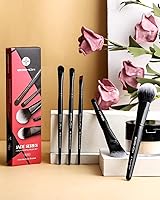 Vista 8 de EIGSHOW Juego de 5 brochas de maquillaje diario para base, polvo y delineador de ojos, vegano y libre de crueldad, kit de brochas de maquillaje Negro