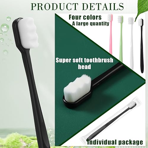 Miniatura 4 de Tticai 80 cepillos de dientes de 7 pulgadas, 4 colores, extra suave, a granel, 20, 000 cerdas suaves, compacto micro nano, cepillos de dientes