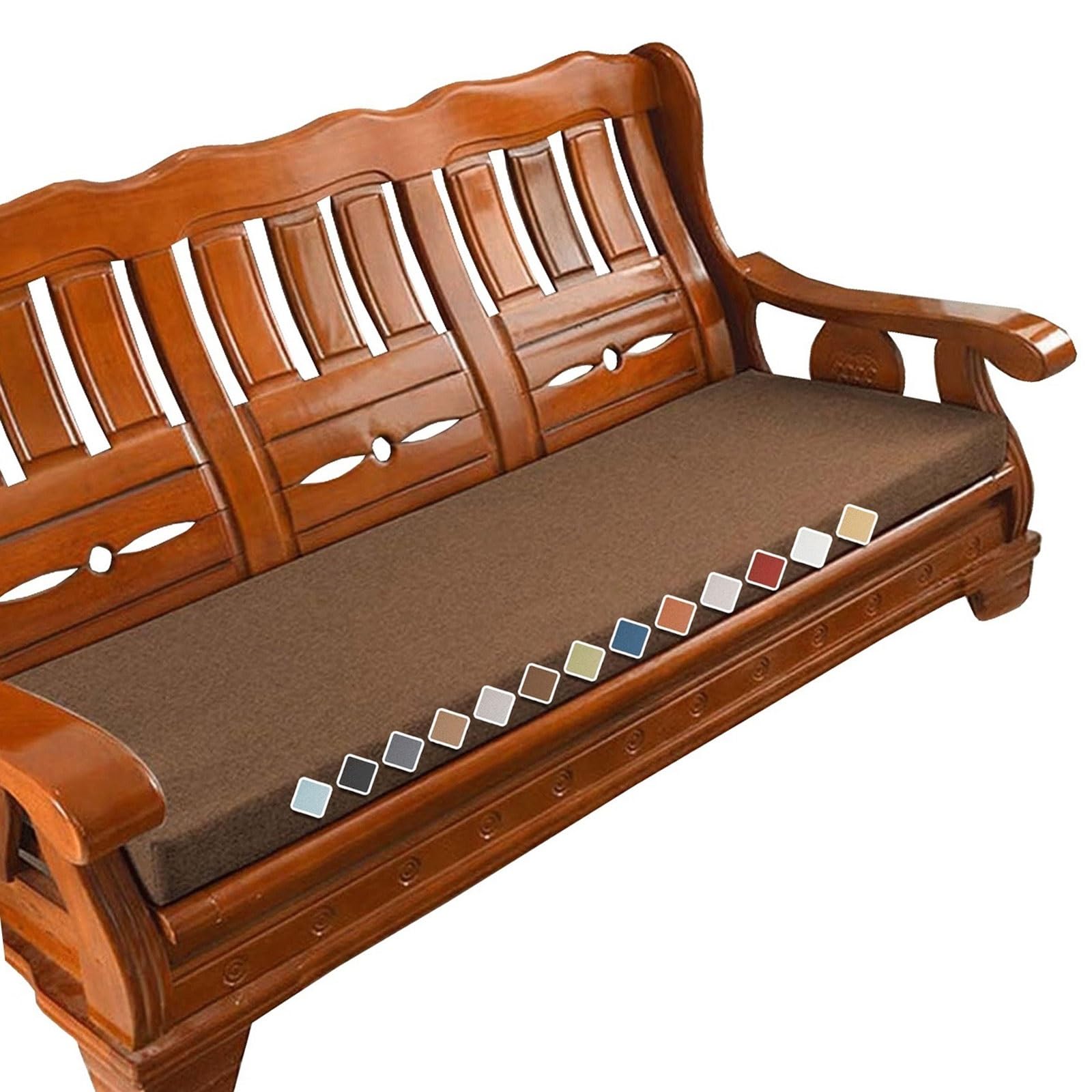 Versatile Indoor/Outdoor Bench Cushion - 150cm/120cm/100cm/90cm x 40cm/35cm/50cm - 2/3 seater Non-Slip Seat Pad for Bay Windows,Garden Patio,Long Chairs,Swings & Porch Furniture(Dark brown,50x50x5cm) โ image 1