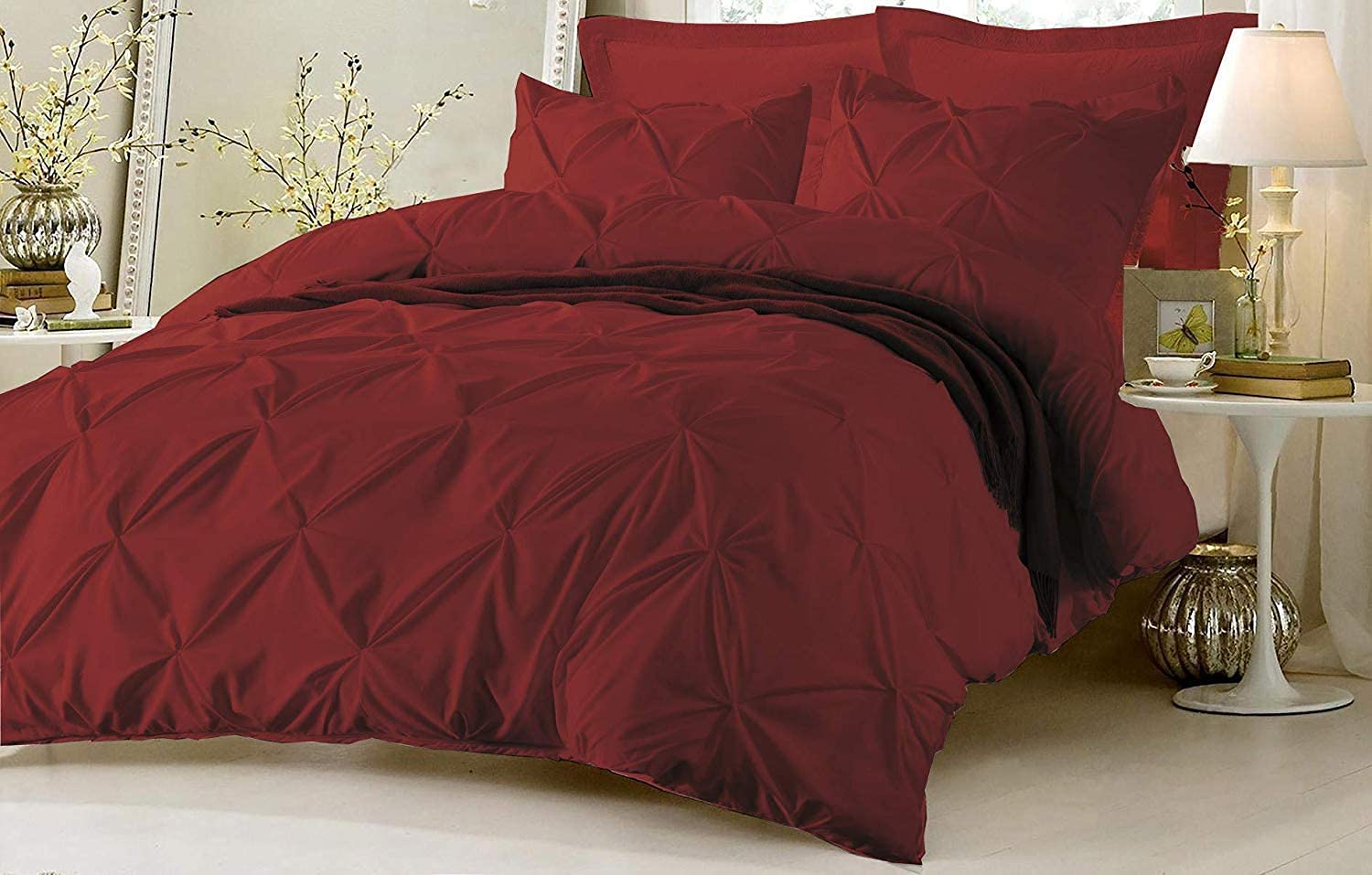 Bluemoon Homes Egyptian Cotton Duvet Cover Queen - 800 Thread Count, Pinch Pleated, White, Hidden Zipper