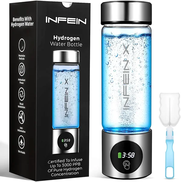 Hydrogen Water Bottle, 3000PPB Portable Hydrogen Water Ionizer Machine, Rechargeable Hydrogen Water Bottle Generator with SPE & PEM Tech, Hydrogen Water Cup for Gym Office Home Travel