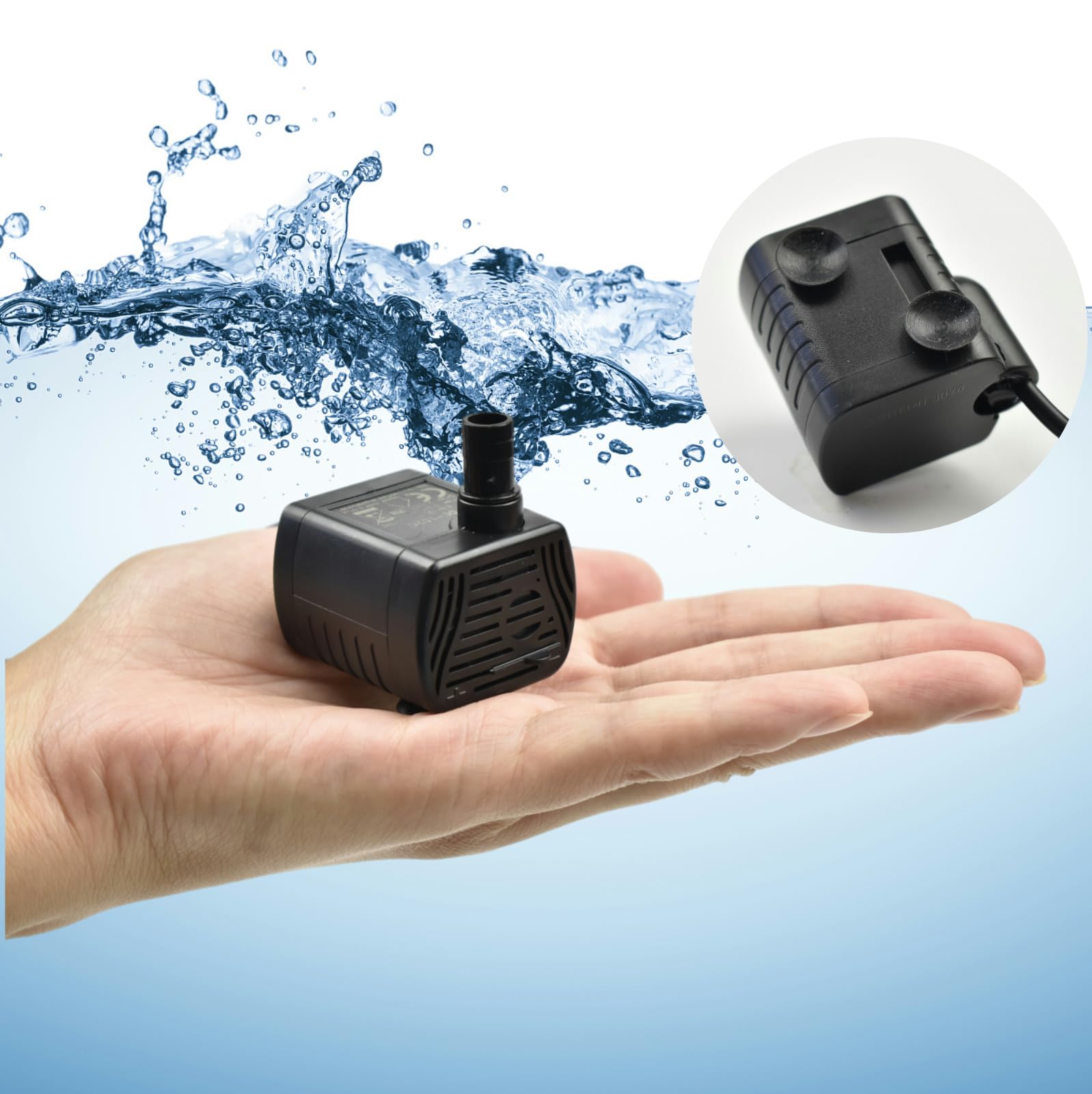 CONQUERALL 2PCS DC 5.5-12V 200L/H mini bomba de sumidero DC sin escobillas bomba sumergible de flujo ajustable para peceras, fuentes de jardín, sistemas de circulación de agua