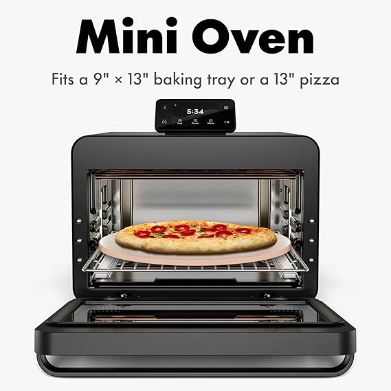 CHEF iQ MiniOven Smart Toaster Oven Air Fryer Combo, 11-in-1 Countertop Convection Oven, Bake, Broil, Air Fry, Broil, Dehydrate, 1750W, 25 Qt Capacity, Fast Cooking with Touchscreen Controls Black