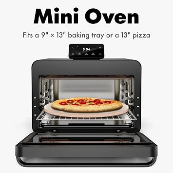 CHEF iQ MiniOven Smart Toaster Oven Air Fryer Combo, 11-in-1 Countertop Convection Oven, Bake, Broil, Air Fry, Broil, Dehydrate, 1750W, 25 Qt Capacity, Fast Cooking with Touchscreen Controls Black
