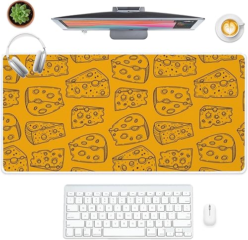 Cute Cheese Doodle Mouse Pad Large Gaming Keyboard with Non- Slip Rubber Base Smooth Face Table Pad Mousepad for Laptop Office Decor for School Home