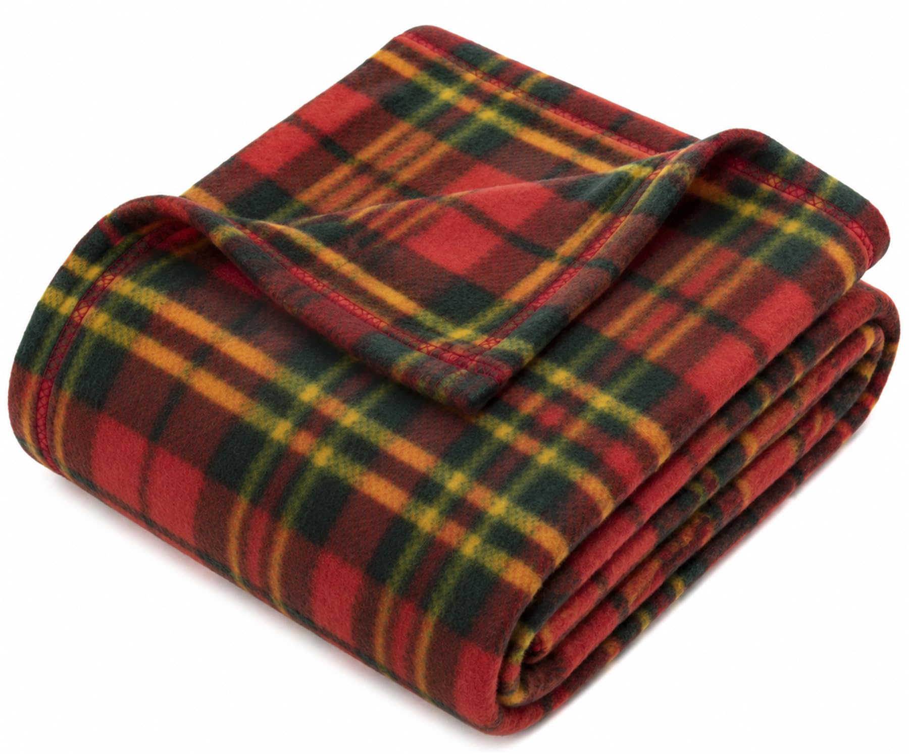 Adore Home 150x200cm Double Tartan Check Fleece Throw Blanket Red — image 1