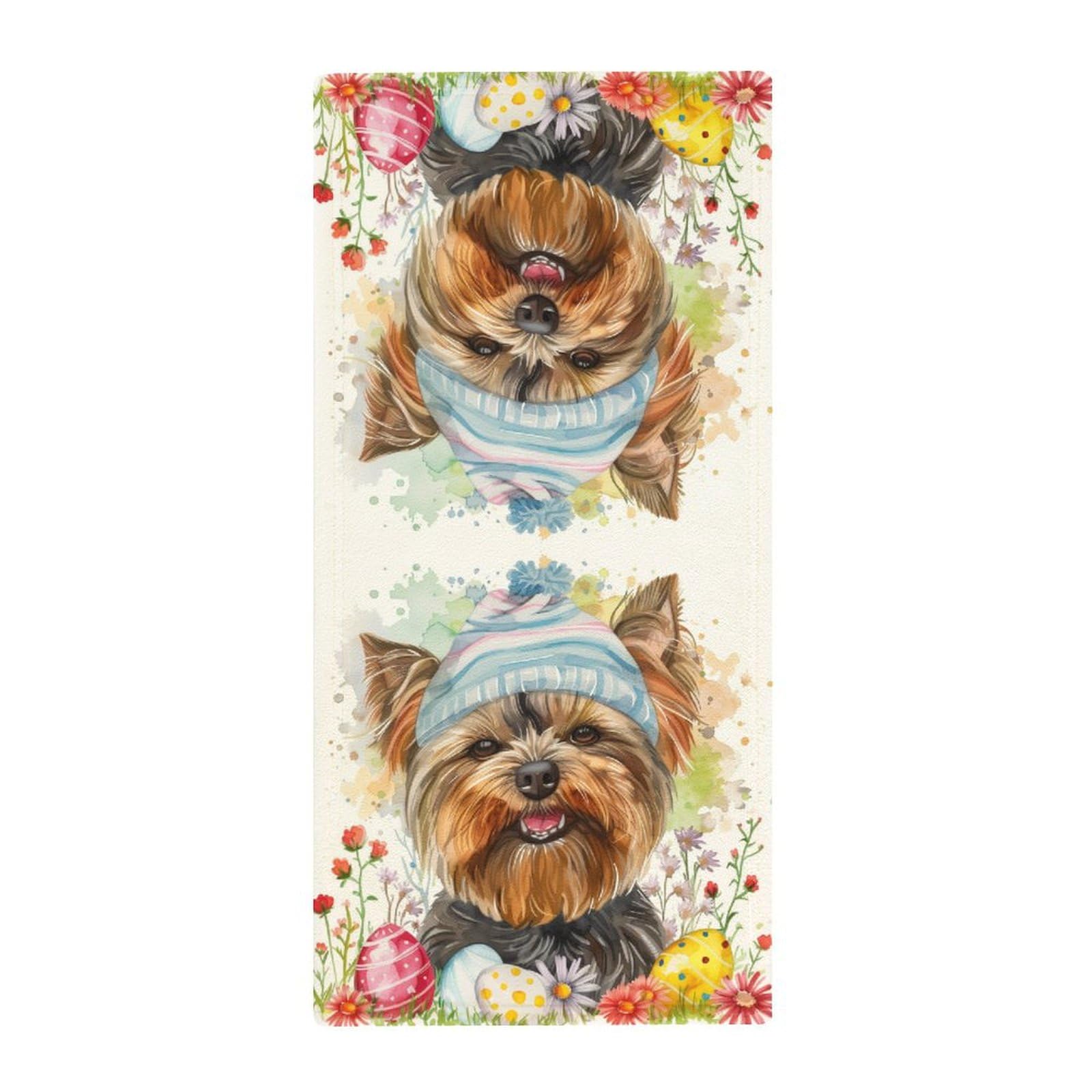 MoBlinko Dog Happy Easter Hand Towels for Bathroom 14 X 28 in Yorkshire Terrier Dog Eggs Absorbent Face Towels Soft Hand Towel for Kitchen Bathroom Hotel Yoga