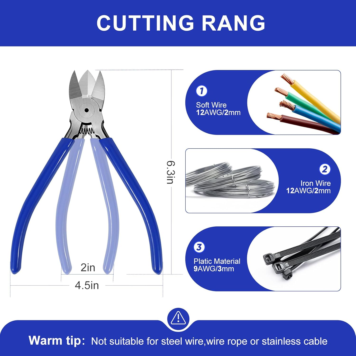 2 Pack Wire Cutters Set, 6"+5" Sharp Flush Cutters, Spring Loaded Side Cutting Pliers，Carbon Steel Wire Cutters for Crafting, Electronics, 3D Prints, Jewelry Making, Model Sprue, Zip Ties