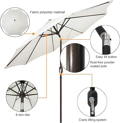 Miniatura 9 de Blissun - Sombrilla de mercado para patio y exteriores, con inclinación de botón y manivela, de 9pies, con diseño a rayas, color lima