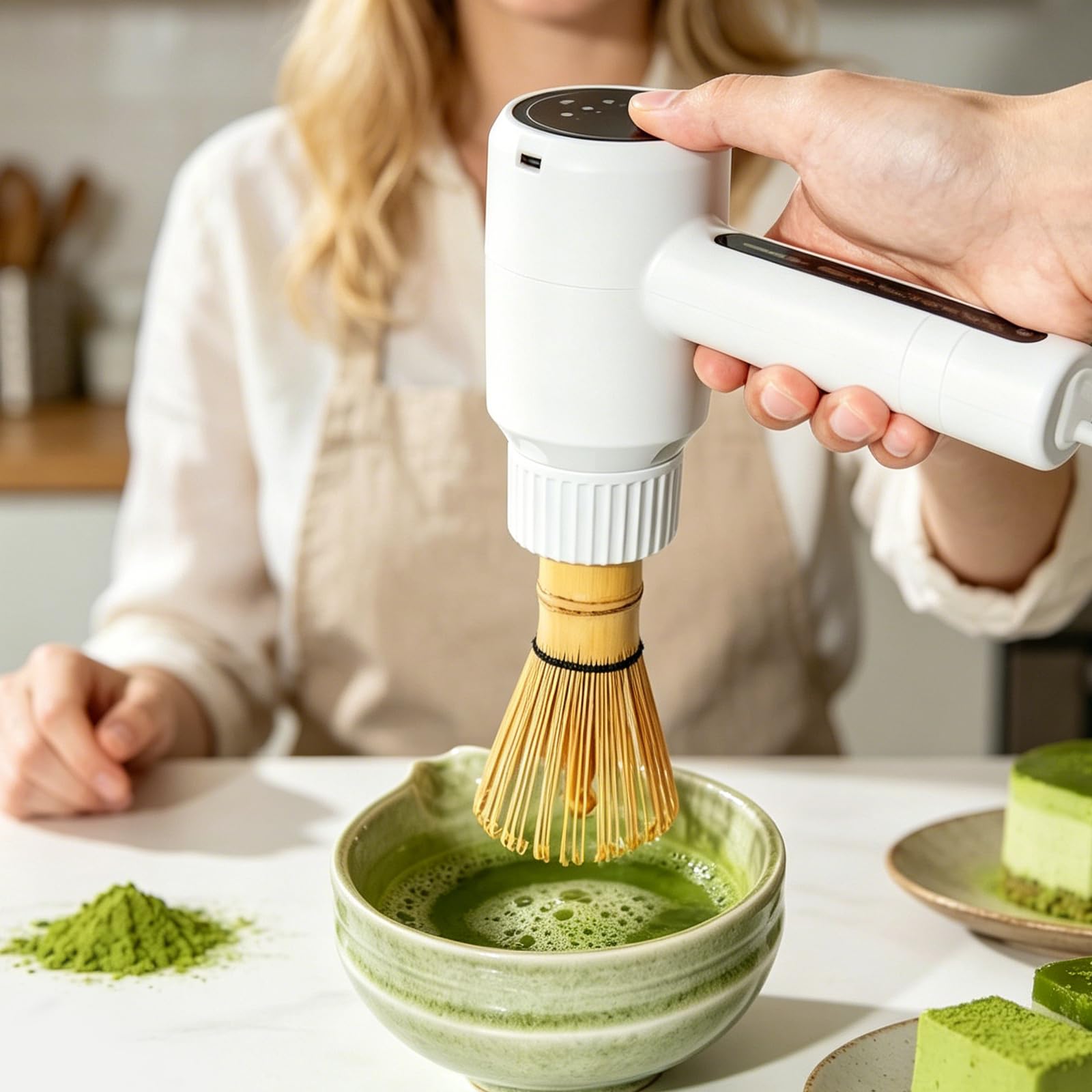 Matcha Schneebesen Elektrisch, Elektrischer Matcha-Mixer, Elektrischer Matcha Schneebesens, Matcha-Schneebesen Für Latte Cappuccino Grüntee Eiercreme Kuchenteig Einfache Reinigung