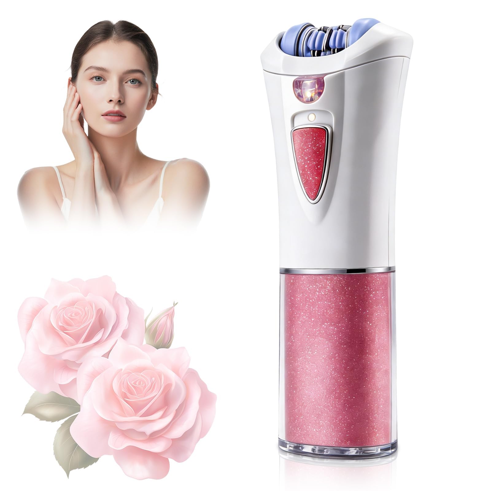 2026 Upgraded Facial Epilator for Women, Cordless Electric Tweezers Hair Removal Device with LED Light, Precise & Painless Face Epilator Hair Remover for Face/Lip/Arms/Legs/Bikini Line (Red)