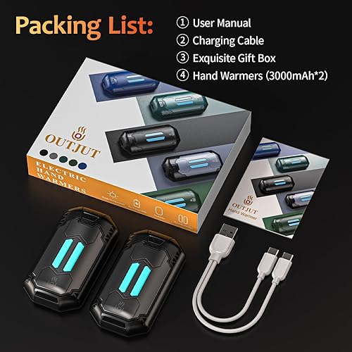 Miniatura 9 de OUTJUT AI Hand Warmers Rechargeable 2 Pack, 6000mAh Electric Hand Warmers with 3 Heat Settings 20Hrs Long Lasting Portable Pocket Heater for Outdoor