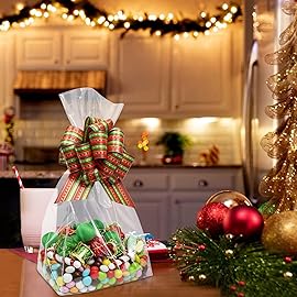 Morepack Gusseted Flat Bottom Cellophane Bags with Paper Insert 50Pcs 6x4x13 Inches Gusseted Cello Bags