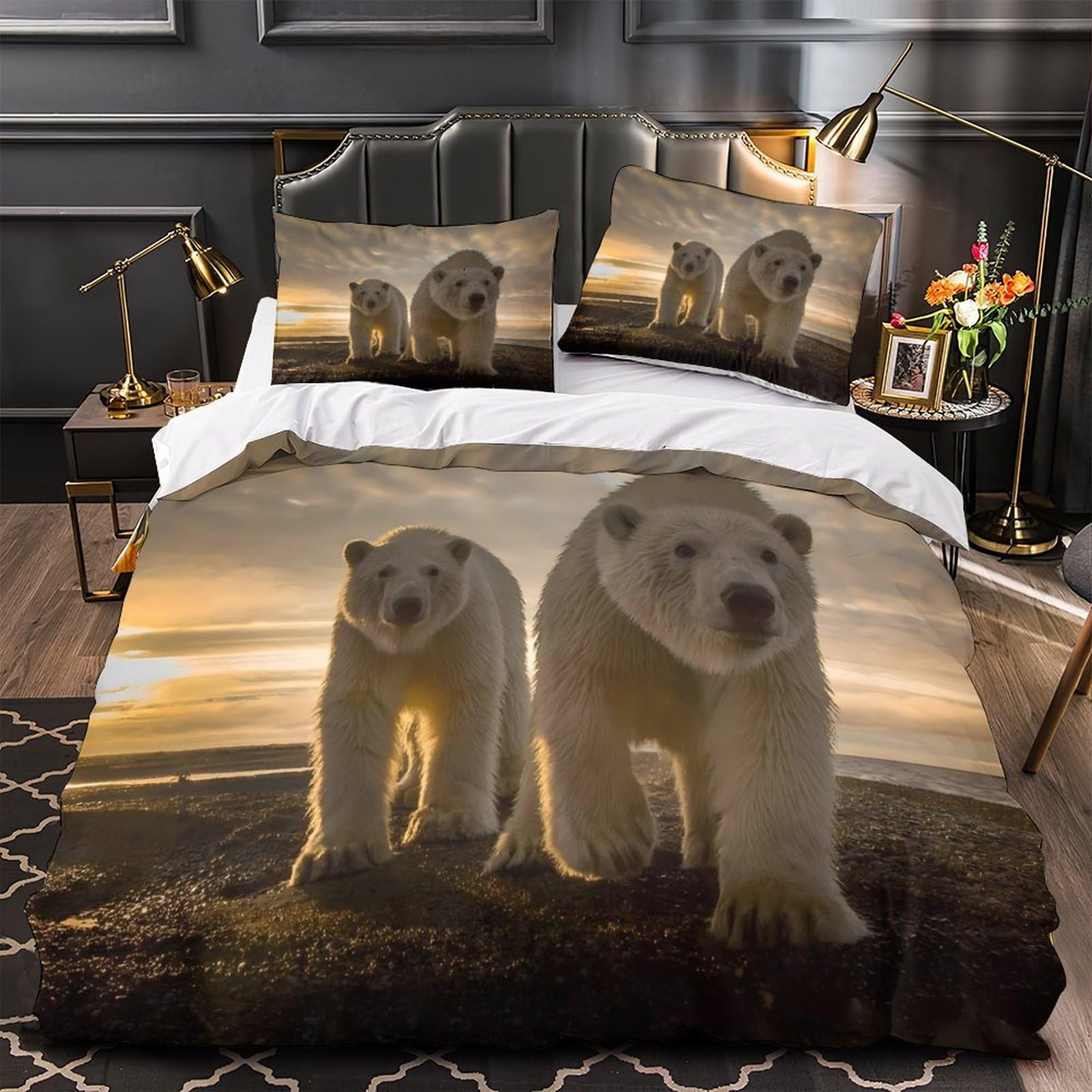 Housse de couette ours polaire 3D microfibre inaltérable contre la décoloration
