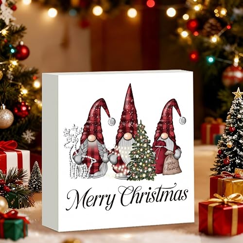 Miniatura 3 de Decoraciones de Navidad, gnomos de Navidad para interiores, letrero de árbol de Navidad con purpurina roja, regalo para mujeres amigas, letrero de